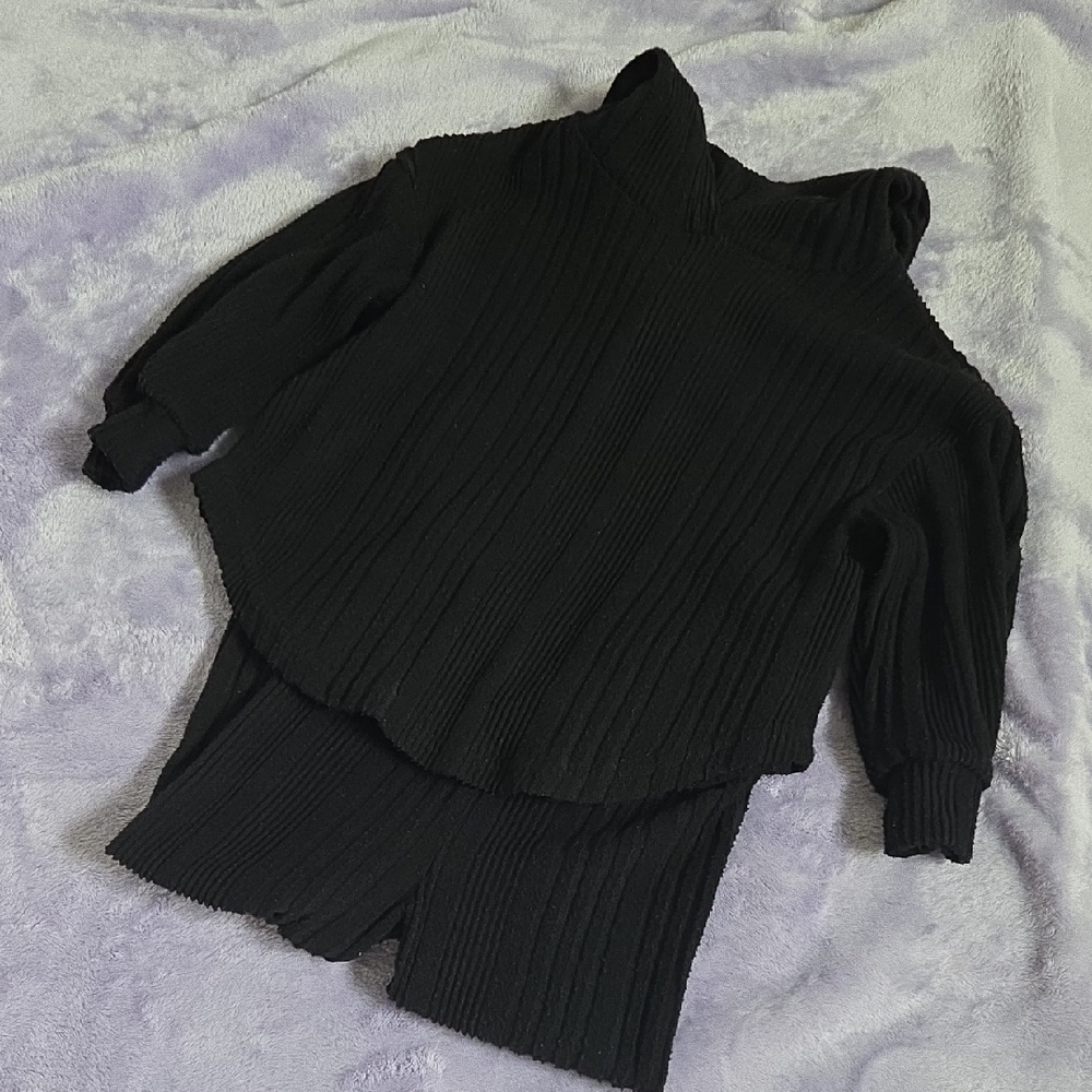SHEIN Cozy Knit Two-Piece Set in Black for Girls
